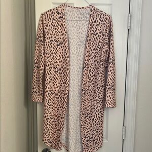 Leopard Print Peach Cardigan